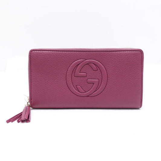 Pre-owned Gucci Soho Purple Calfskin Long Wallet