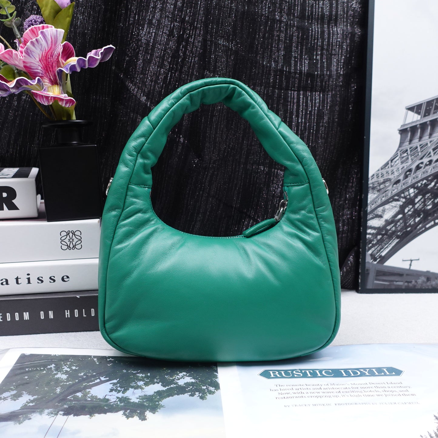 Pre-Owned Prada Green Lambskin Shoulder Bag