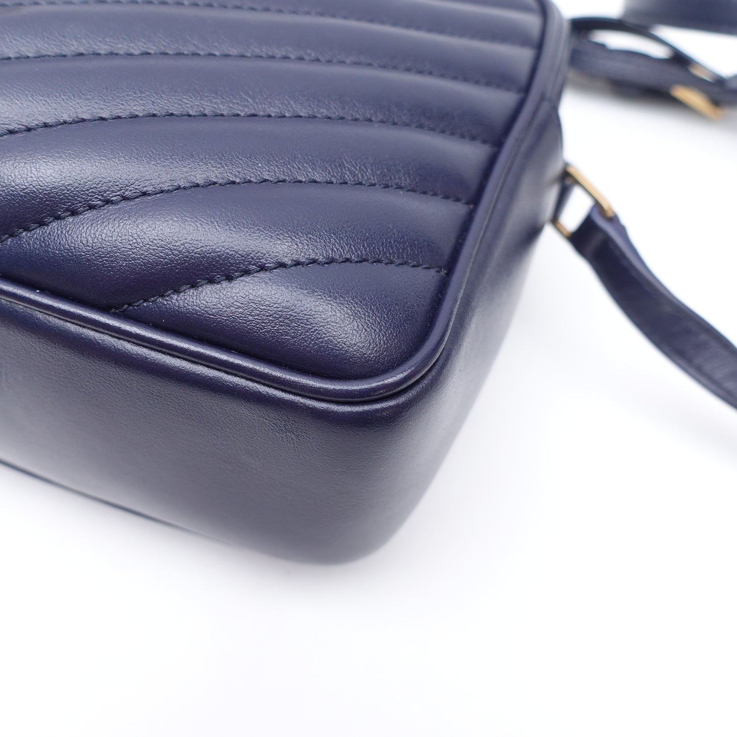 Pre-owned Saint Laurent Loulou Camera Navy Calfskin Crossbody Bag