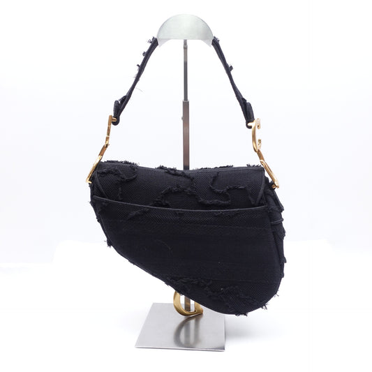 Pre-owned Dior Saddle Black Canvas Shoulder Bag