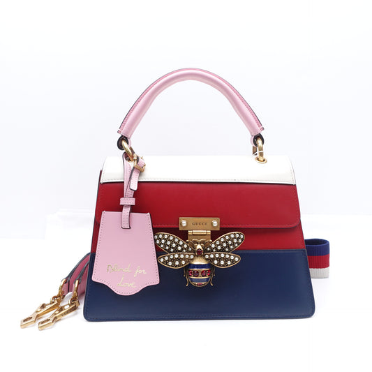 Pre-owned Gucci Queen Margaret Red & Blue Calfskin Shoulder Bag
