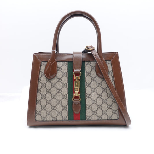 Pre-owned Gucci Jackie 1961 Medium Brown Coated Canvas Shoulder Bag