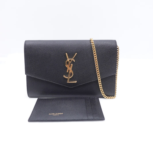 Pre-owned Saint Laurent Uptown Black Calfskin Shoulder Bag