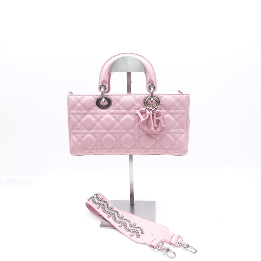 Pre-owned Dior D-JOY Lady Pink Lambskin Shoulder Bag
