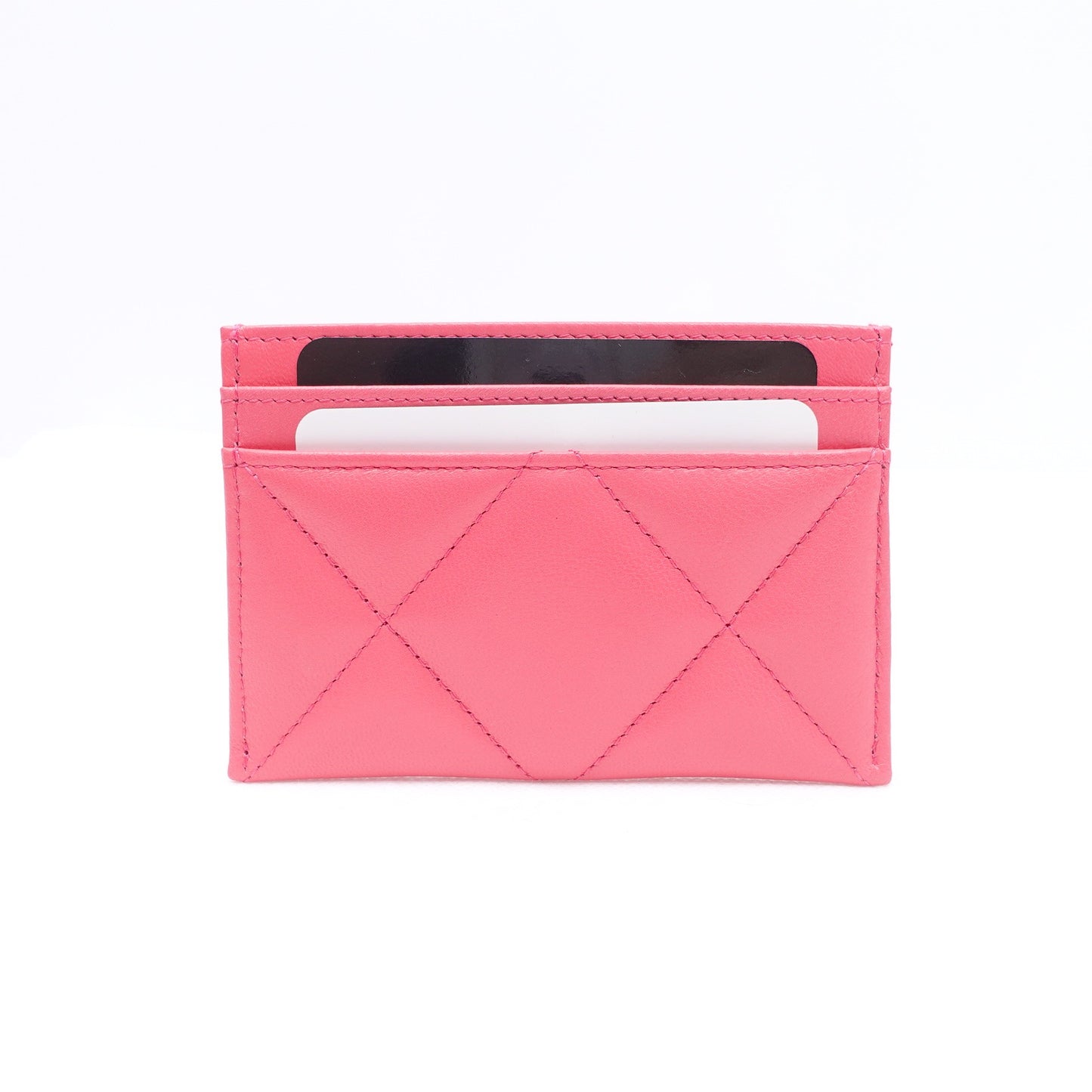Pre-owned Chanel 19 Bag Pink Lambskin Card Holder