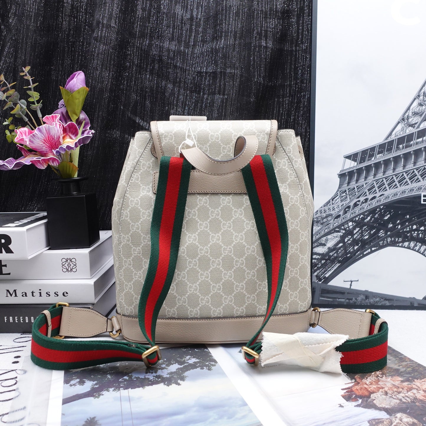 Pre-owned Gucci Beige Monogram Coated Canvas Backpack
