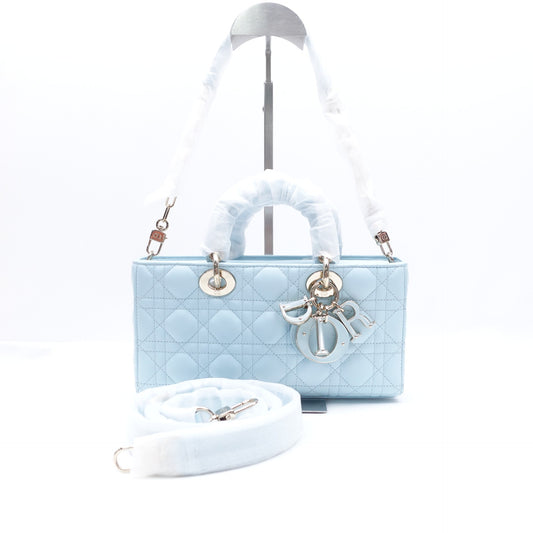 Pre-owned Dior D-Joy Blue Lambskin Shoulder Bag