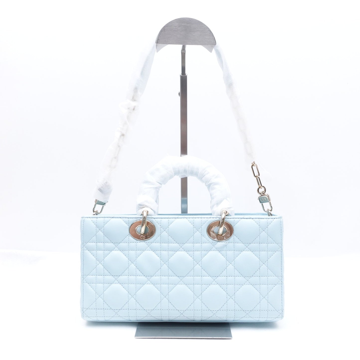 Pre-owned Dior D-Joy Blue Lambskin Shoulder Bag