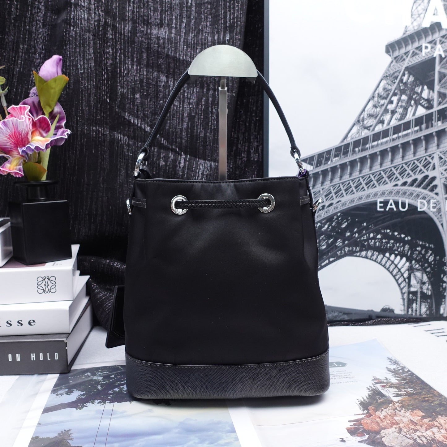 Pre-owned Prada Black Nylon Bucket Bag