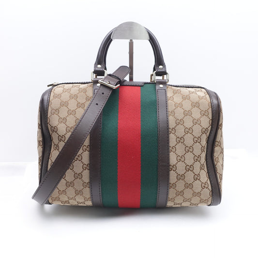 Pre-owned Gucci Boston Monogram Canvas Shoulder Bag