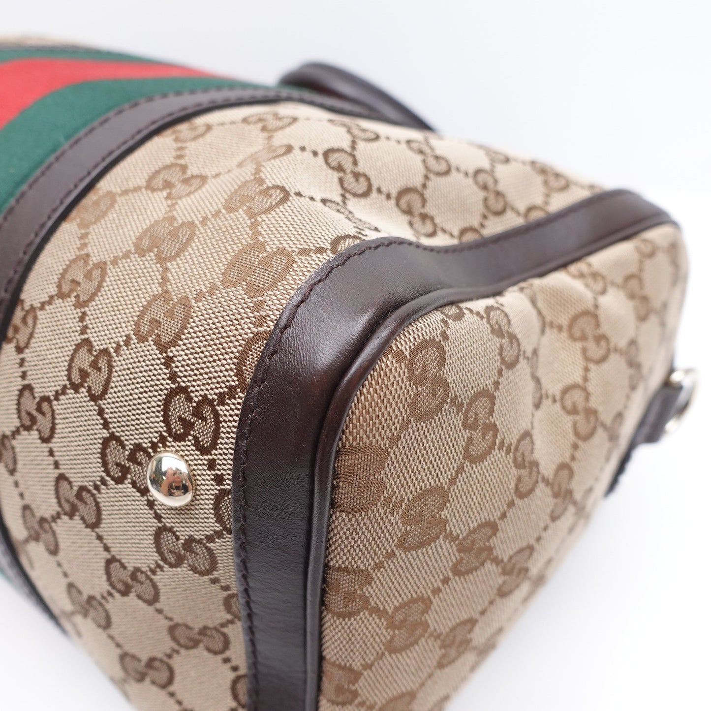 Pre-owned Gucci Boston Monogram Canvas Shoulder Bag