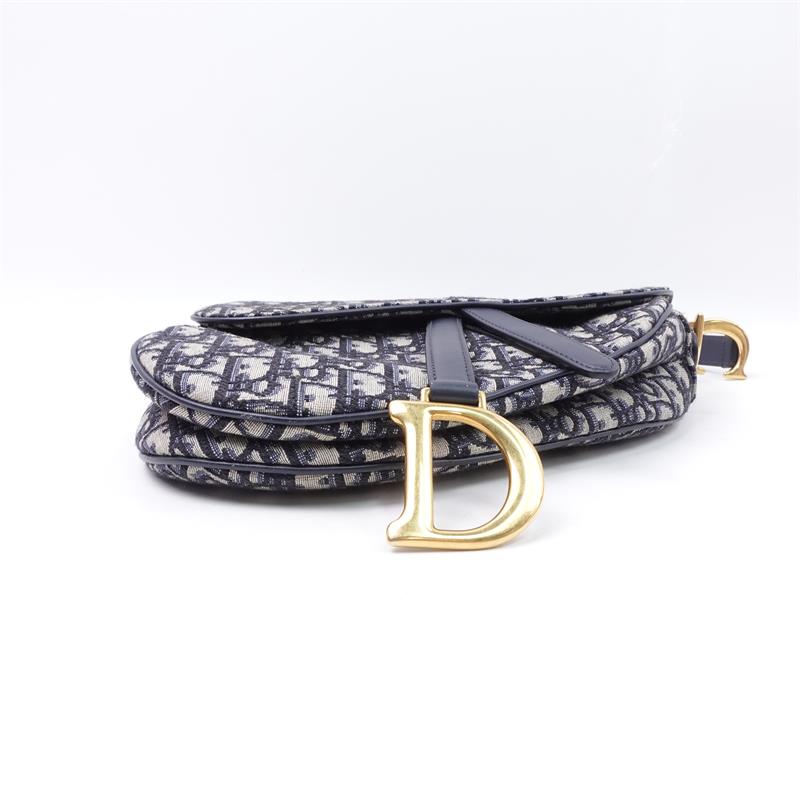 Pre-owned Dior Daddle Small Oblique Blue Canvas Shoulder Bag
