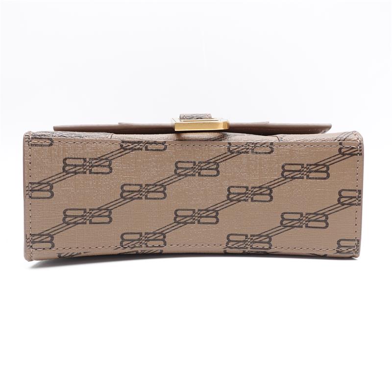Pre-owned Balenciaga Hourglass Beige Coated Canvas Shoulder Bag