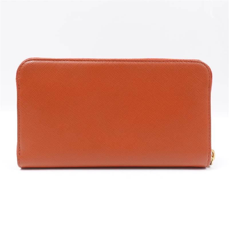 Pre-owned Prada Dirty Orange Saffiano Wallet