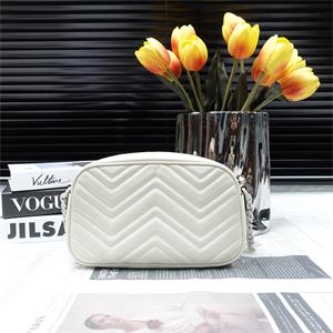 Pre-owned Gucci GG Marmont White Calfskin Shoulder Bag