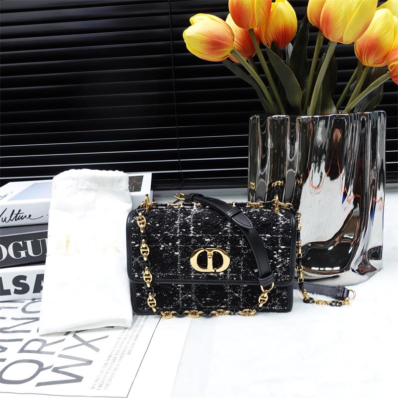 Pre-owned Dior Caro Black Canvas Shoulder Bag