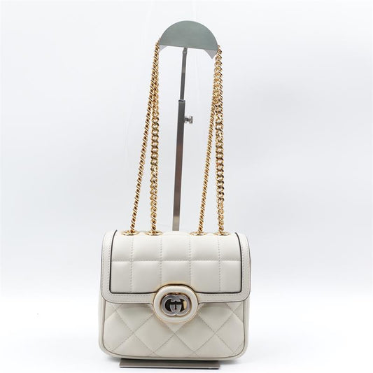 Pre-owned Gucci DECO MINI Cream Calfskin Shoulder Bag