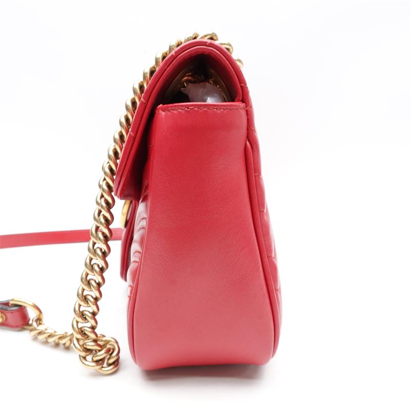 [DEAL] Pre-owned Gucci Marmont Small Red Calfskin Lether Shoulder Bag