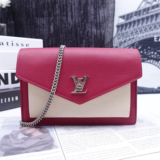 Pre-owned Louis Vuitton Lockme Beige&Purple Calfskin Shoulder Bag