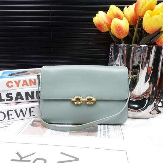 Pre-owned Saint Laurent Maillon Green Calfskin Shoulder Bag