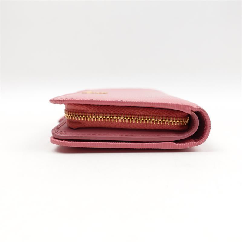 Pre-owned Prada Pink & Gold Calfskin Wallet