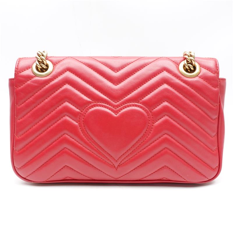 [DEAL] Pre-owned Gucci Marmont Small Red Calfskin Lether Shoulder Bag