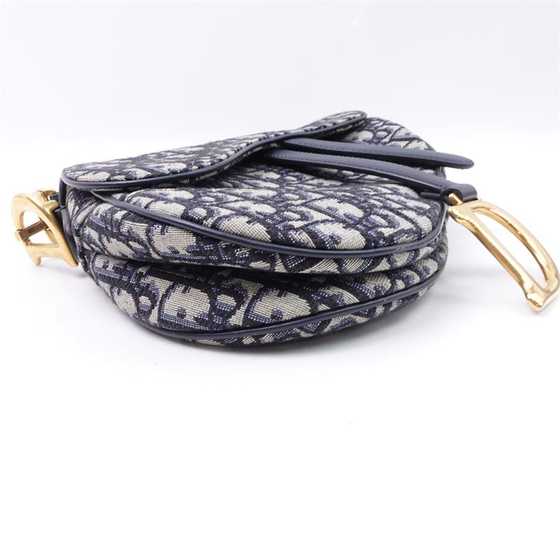 Pre-owned Dior Daddle Small Oblique Blue Canvas Shoulder Bag