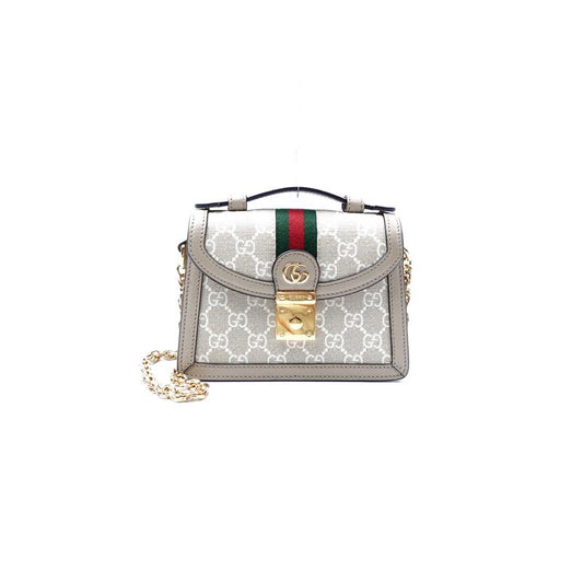 Pre-Owned Gucci Bamboo Night Mini White Coated Canvas Shoulder Bag