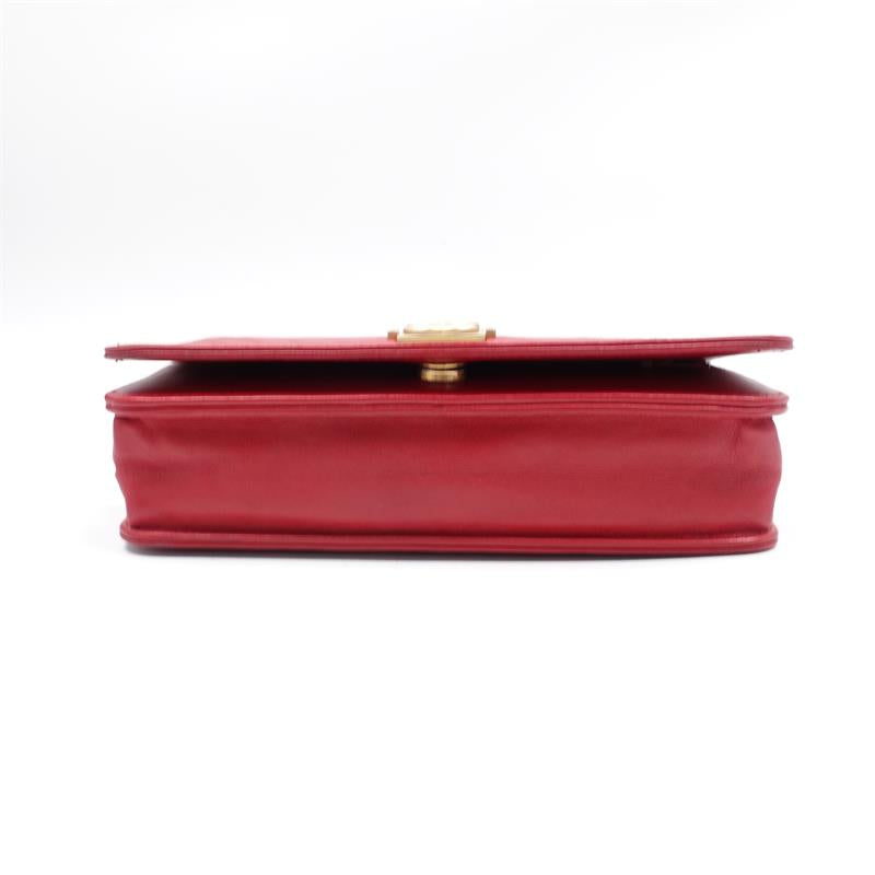Pre-owned Chanel Leboy WOC Red Chervon Calfskin Shoulder Bag