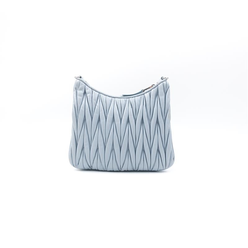 Pre-owned Miumiu Cloud Blue Calfskin Crystal Shoulder Bag