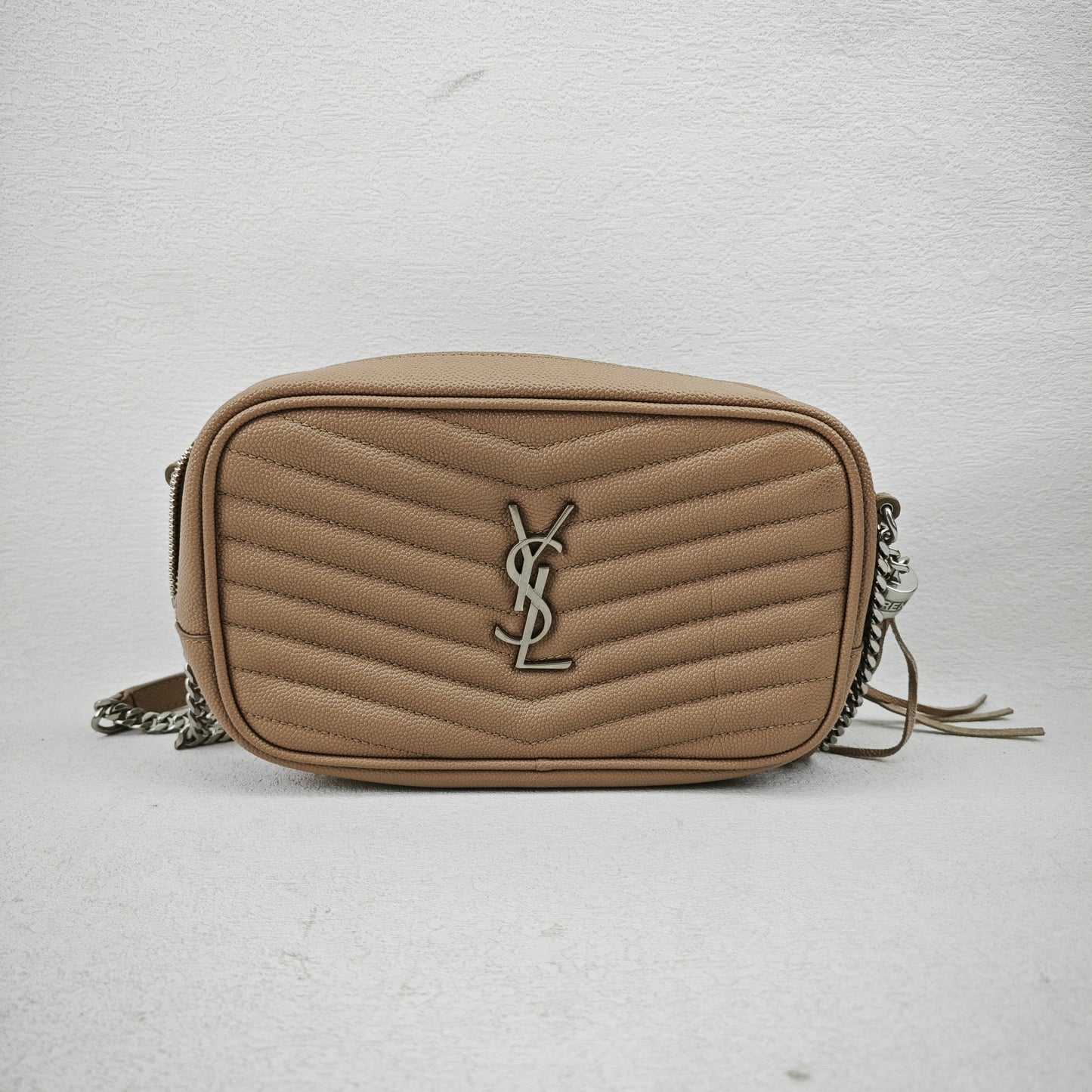 Pre-owned Saint Laurent Loulou Camera Mini Tan Calfskin Crossbody Bag