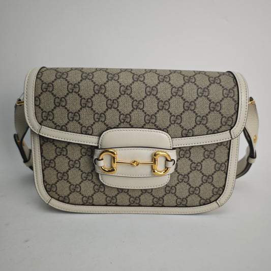Pre-owned Gucci Horsebite Brown Coated Canvas Shoulder Bag