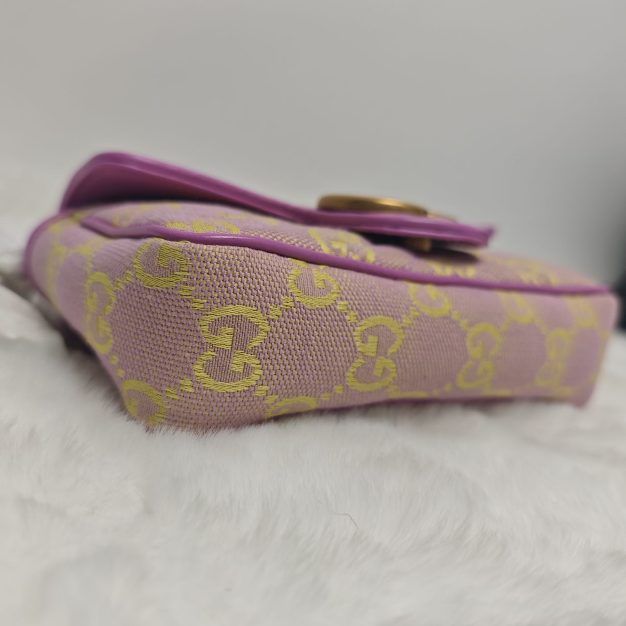 Pre-owned Gucci GG Marmont MINI Purple Canvas Shoulder Bag