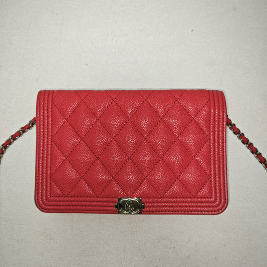 Pre-owned Chanel Woc Red Caviar Crossbody Bag