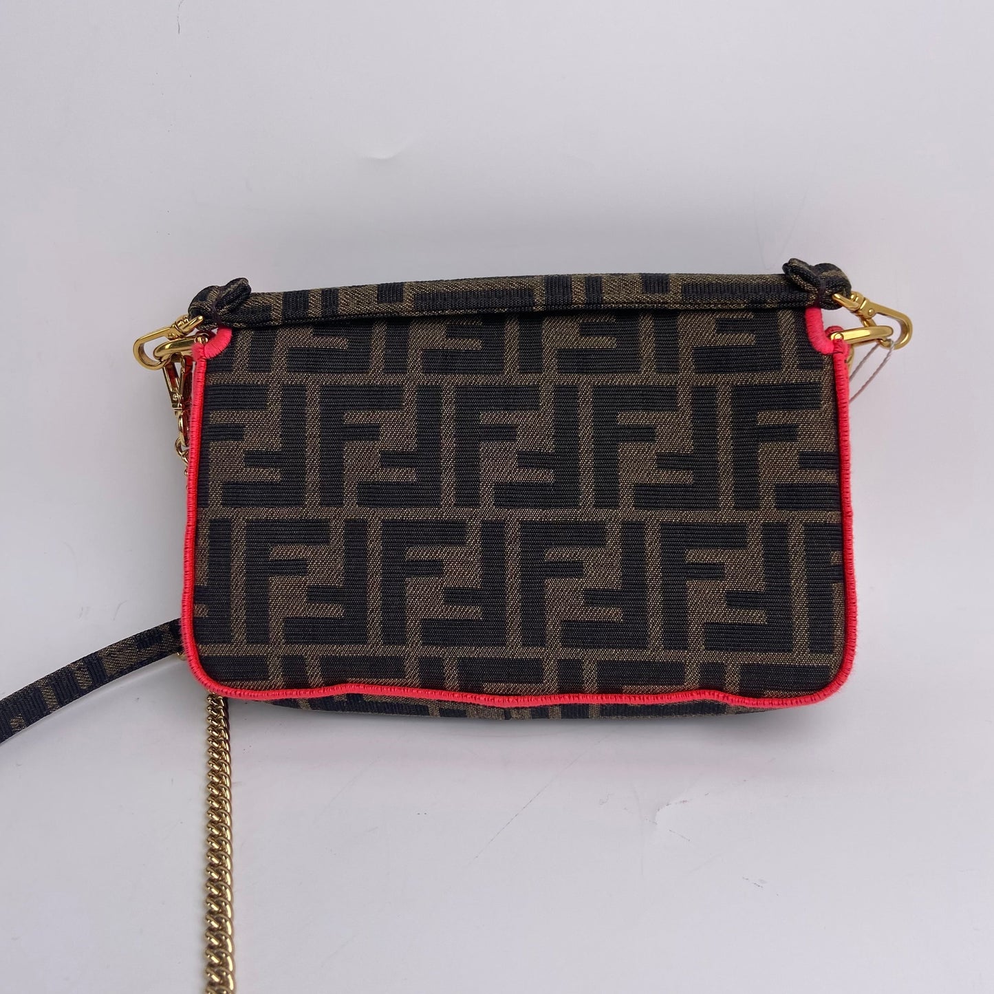 Pre-owned FENDI Canvas Shoulder Bags Baguette Mini FF Brown Shoulder Bag