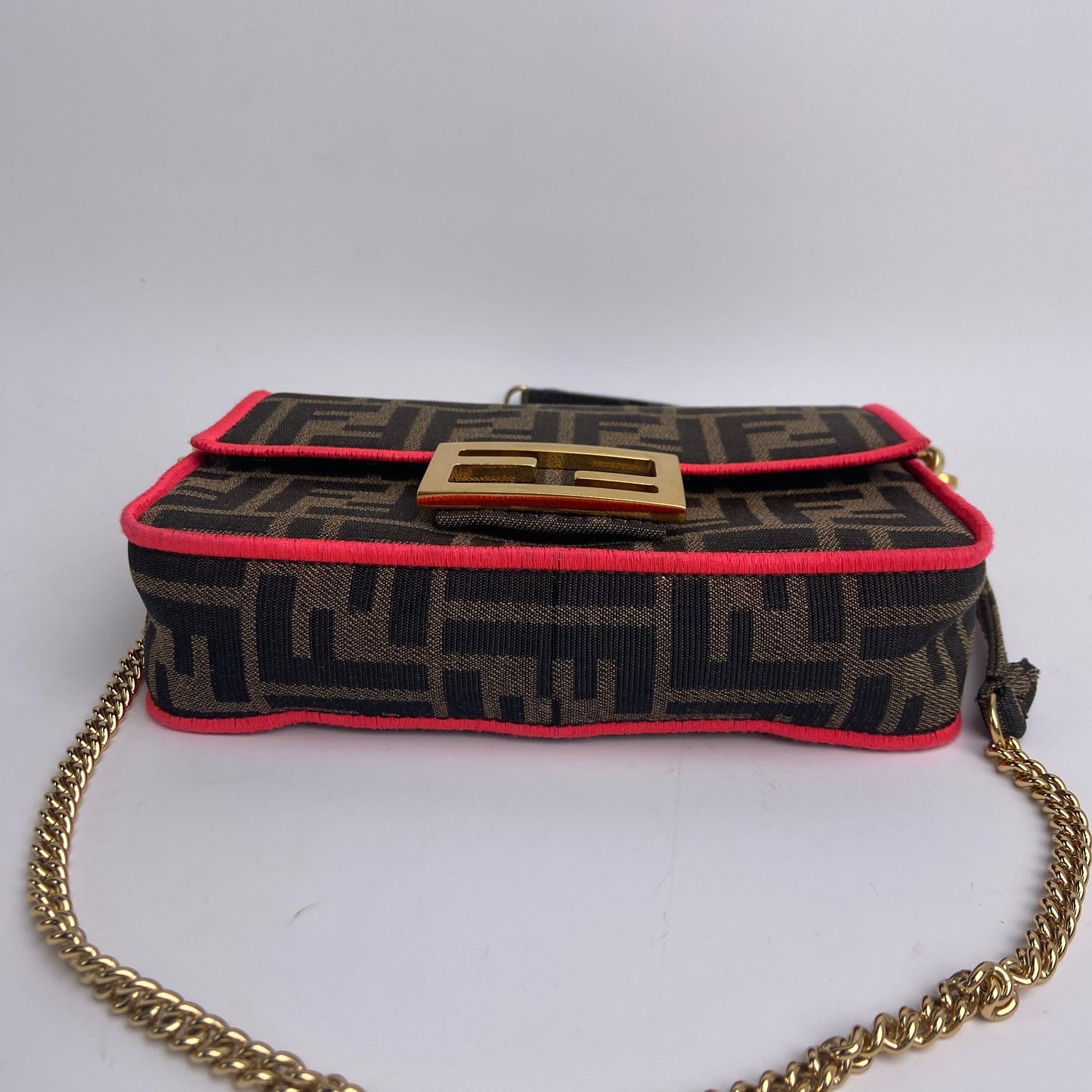 Pre-owned FENDI Canvas Shoulder Bags Baguette Mini FF Brown Shoulder Bag