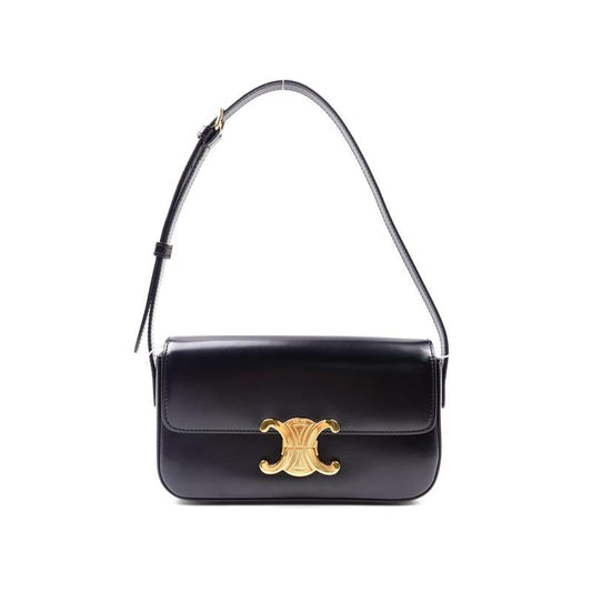 Pre-owned Celine Triomphe Black Calfskin Shoulder Bag