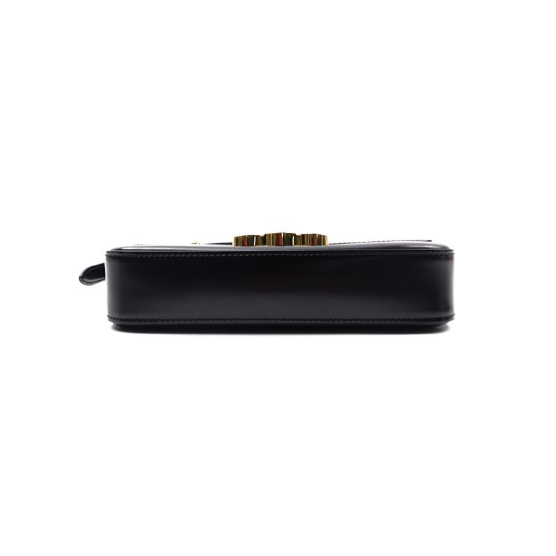 Pre-owned Celine Triomphe Black Calfskin Shoulder Bag