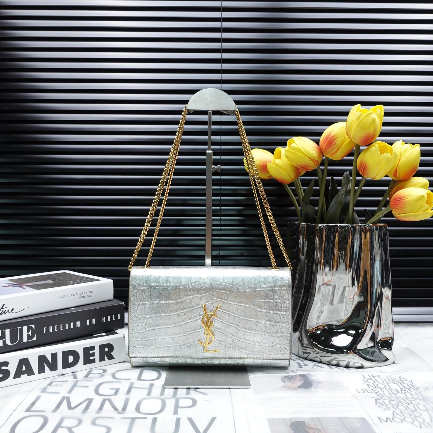 YSL Kate Silver SHoulder Bag