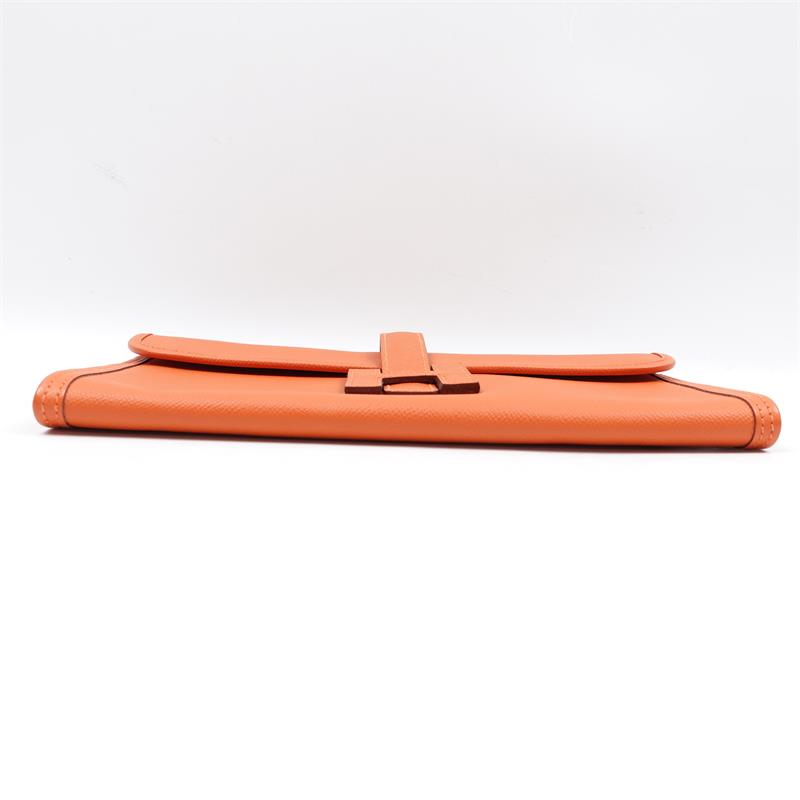 Pre-owned Hermes Jige Orange Leather Clutch