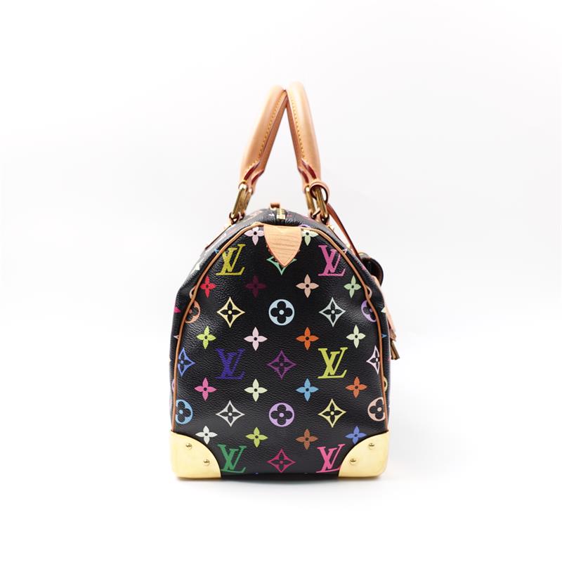 Pre-owned Louis Vuitton Speedy 30 Black Multi Coated Canvas Shoulder Bag