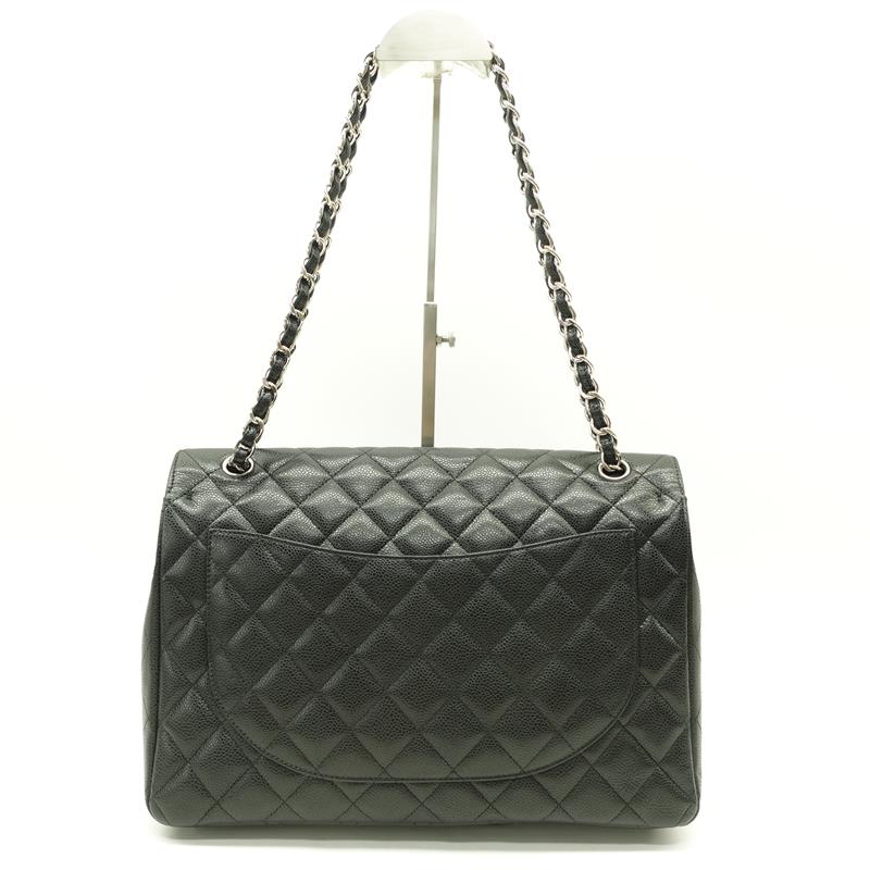 Pre-owned Chane CF Maxi Black Caviar Shoulder Bag