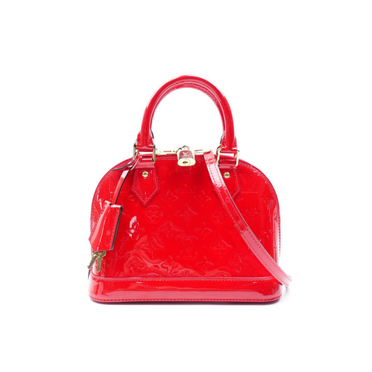Pre-owned Louis Vuitton Vernis Leather Shoulder Bags Alma BB Red Shoulder Bag