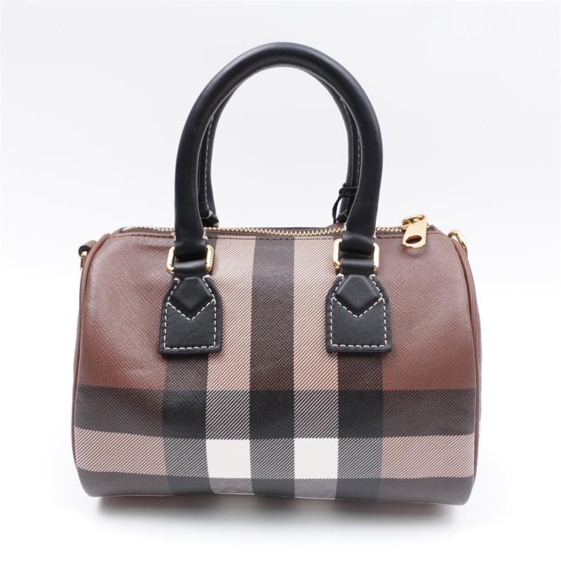 Pre-owned Burberry Boston Brown Coated Canvas Crossbody Bag