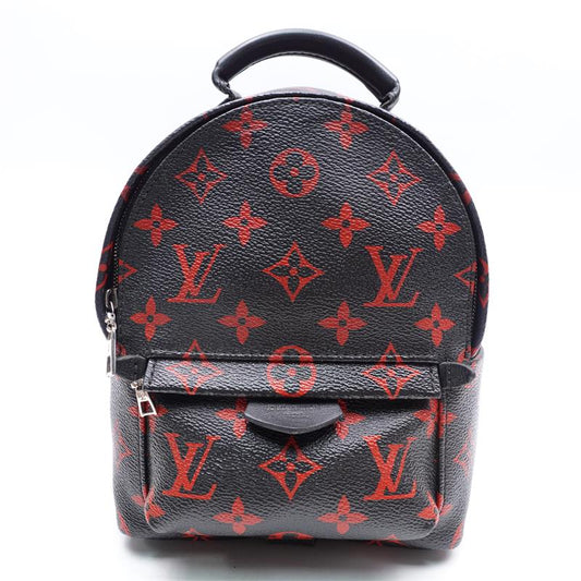 Pre-owned Louis Vuitton Palm Spring Mini Red Monogram Black Coated Canvas Backpack