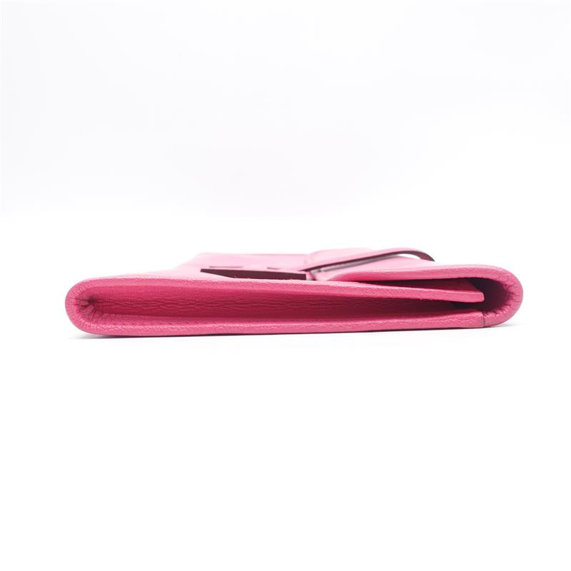 Pre-owned Hermes Jige Fushia Pink Leather Clutch