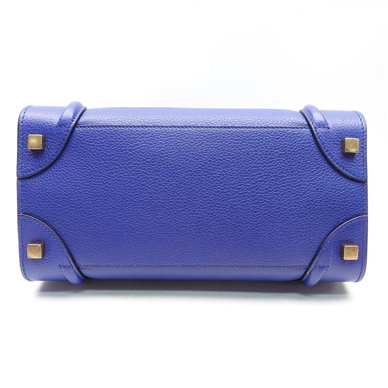 Pre-owned Celine Luggage Micro Blue Calfskin  Tote