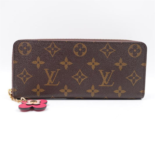 Pre-owned Louis Vuitton Clemence Monogram Coated Canvas Flowral Charm Wallet