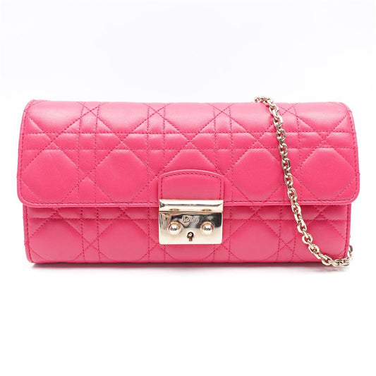 Pre-owned DIOR Lambskin Small Leather Goods Lady Rose Pink WOC