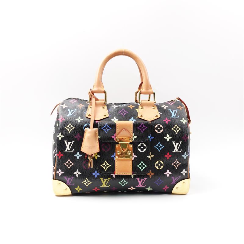 Pre-owned Louis Vuitton Speedy 30 Black Multi Coated Canvas Shoulder Bag